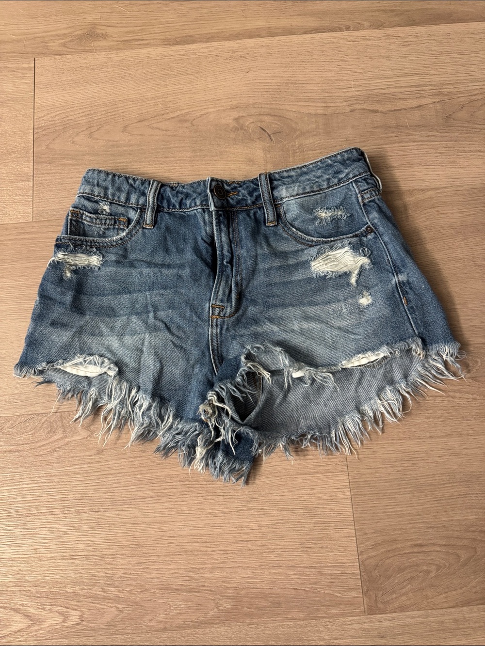 Hidden Distressed Jean Shorts